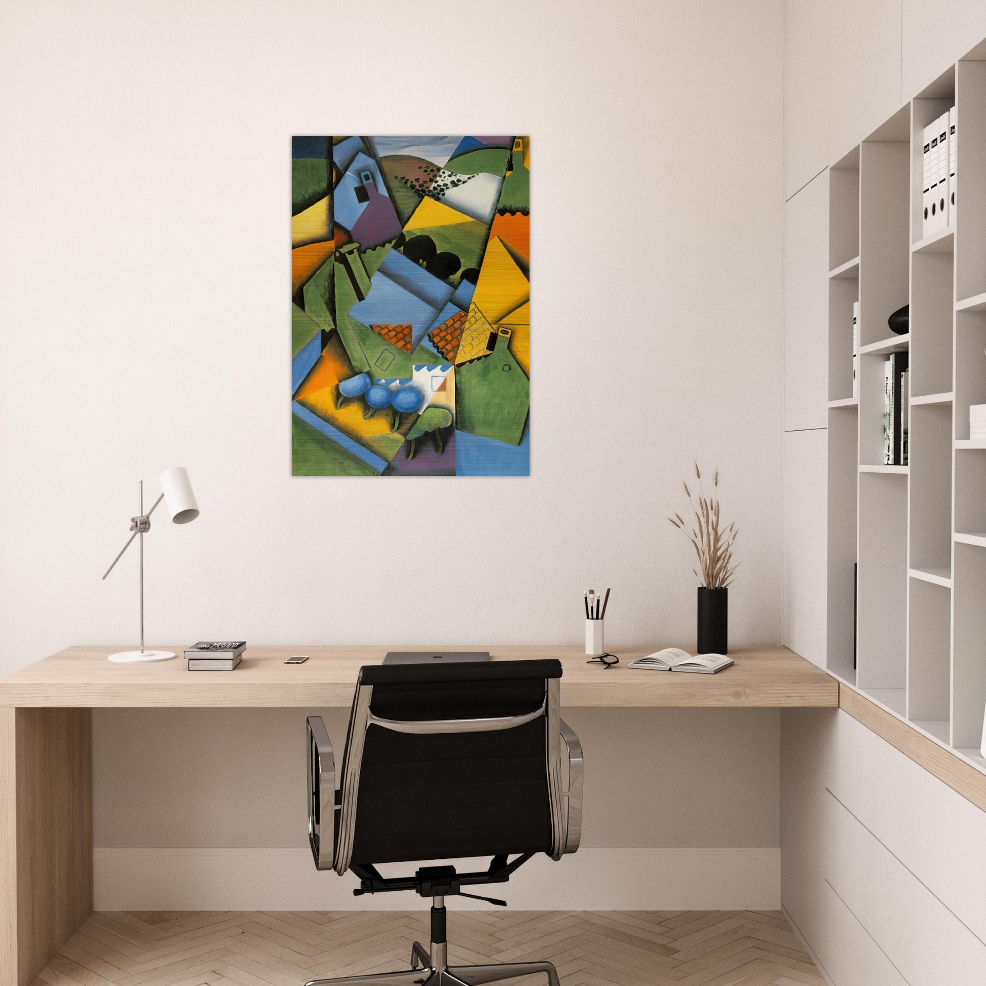 LANDSCAPE WITH HOUSE AT CERET 1913 - Juan Gris Brushed Aluminum Print - 70x100 cm / 28x40 inches | Juan Gris Aluminum Print | Juan Gris Prints