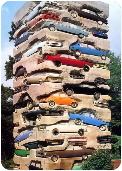Long-term parking - 1982 By Arman Pack of 10 Post Cards | Arman Post Cards | A6 (10.5 x 14.8 cm) - 4.1 x 5.8 inches