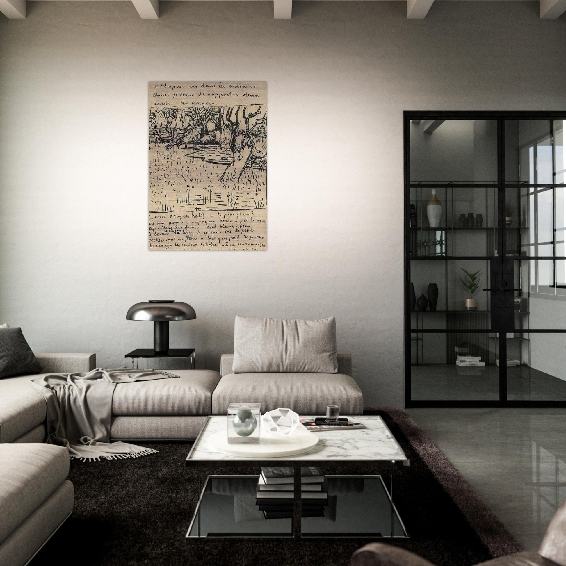 Orchard in Bloom with View of Arles - Vincent van Gogh Brushed Aluminum Print - 70x100 cm / 28x40 inches | Vincent van Gogh Aluminum Print | Vincent van Gogh Prints