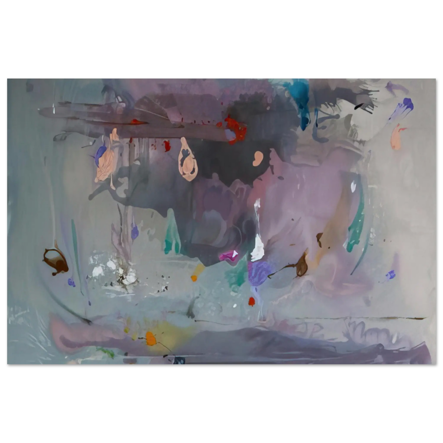 Helen Frankenthaler - Grey Fireworks - 2000 Wall art - 28x43  cm / XL (11x17 Inches) - Fine Art Poster - -