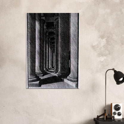 NOCTURNAL ROME COLONADE OF ST PETER S - MC Escher Brushed Aluminum Print - 70x100 cm / 28x40 inches | MC Escher Aluminum Print | MC Escher Prints