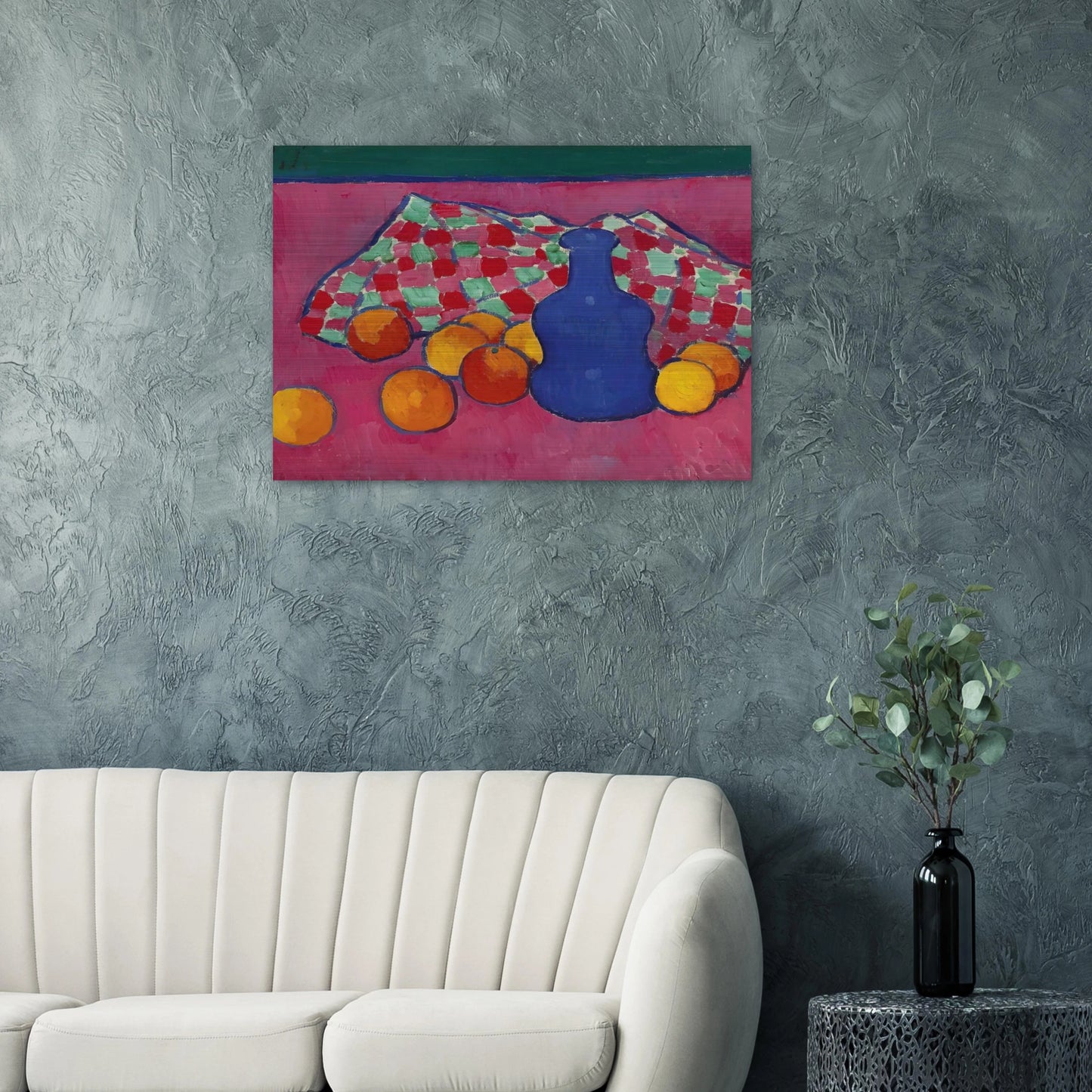 BLAUE VASE MIT ORANGEN 1908 - Alexej von Jawlensky Brushed Aluminum Print - 70x100 cm / 28x40 inches | Alexej von Jawlensky Aluminum Print | Alexej von Jawlensky Prints