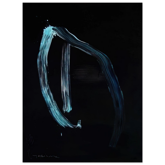 Jiro Yoshihara - Blue Calligraphic Lines on Dark Blue - 1963  75x100 cm / 30x40inches Fine Art Poster