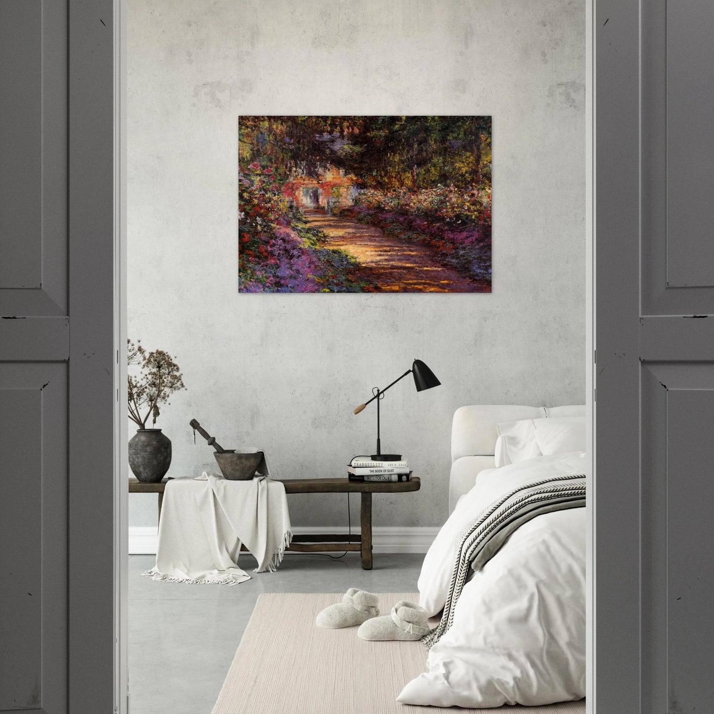 Pathway in Monet's Garden at Giverny - claude monet Brushed Aluminum Print - 70x100 cm / 28x40 inches | claude monet Aluminum Print | claude monet Prints