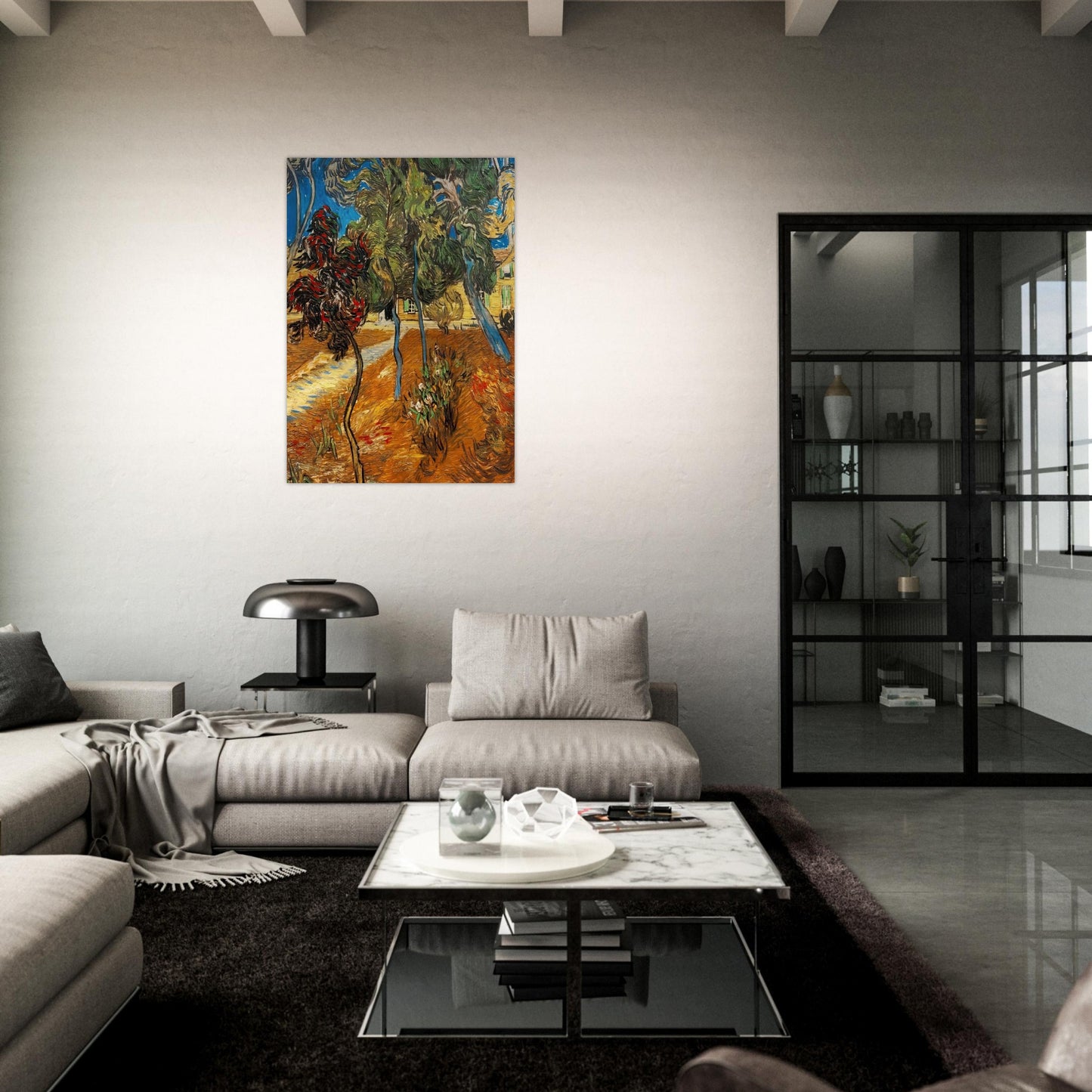 Trees in the Asylum Garden - Vincent van Gogh Brushed Aluminum Print - 70x100 cm / 28x40 inches | Vincent van Gogh Aluminum Print | Vincent van Gogh Prints