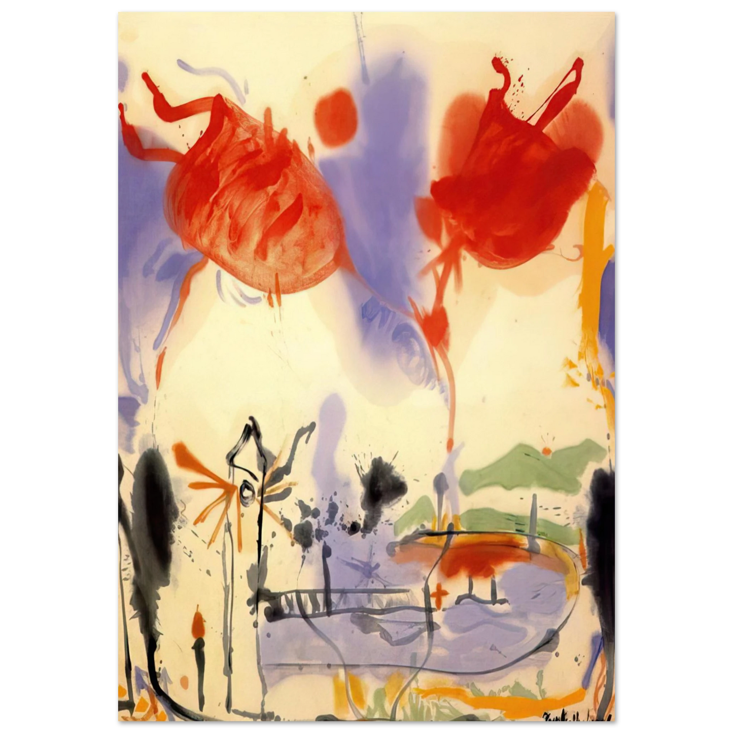 Helen Frankenthaler - Round Trip - 1957 Wall art - 13x18 cm / 5x7 inches - Fine Art Poster-canvas - -