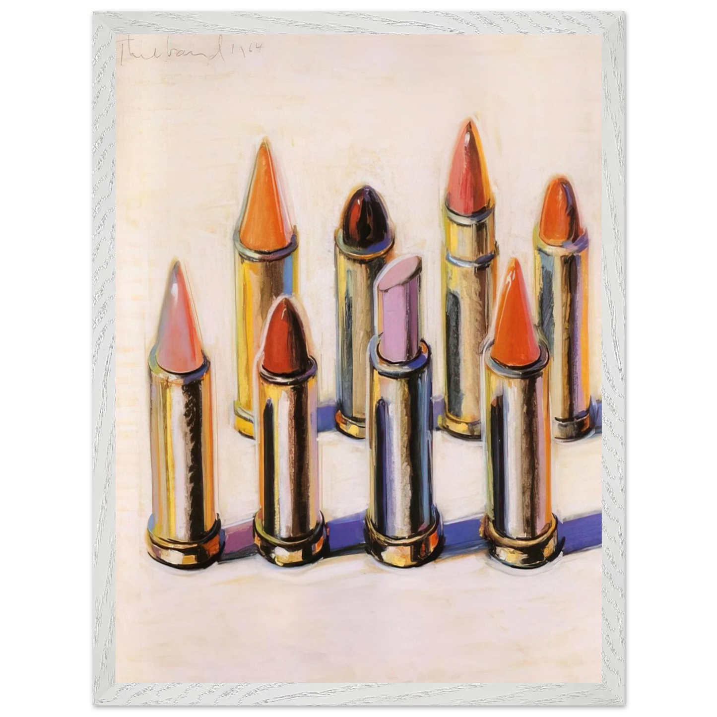Wayne Thiebaud - Lipsticks - 1964 Wall Art - 60x80 cm / 24x32 inches - Premium Wooden Framed Poster With Fine Art Paper - White frame