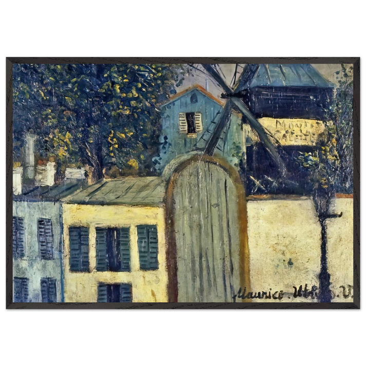 MOULIN DE LA GALETTE 1 - Maurice Utrillo 70x100 cm / 28x40 inches Framed Art Print – Black Wooden Frame