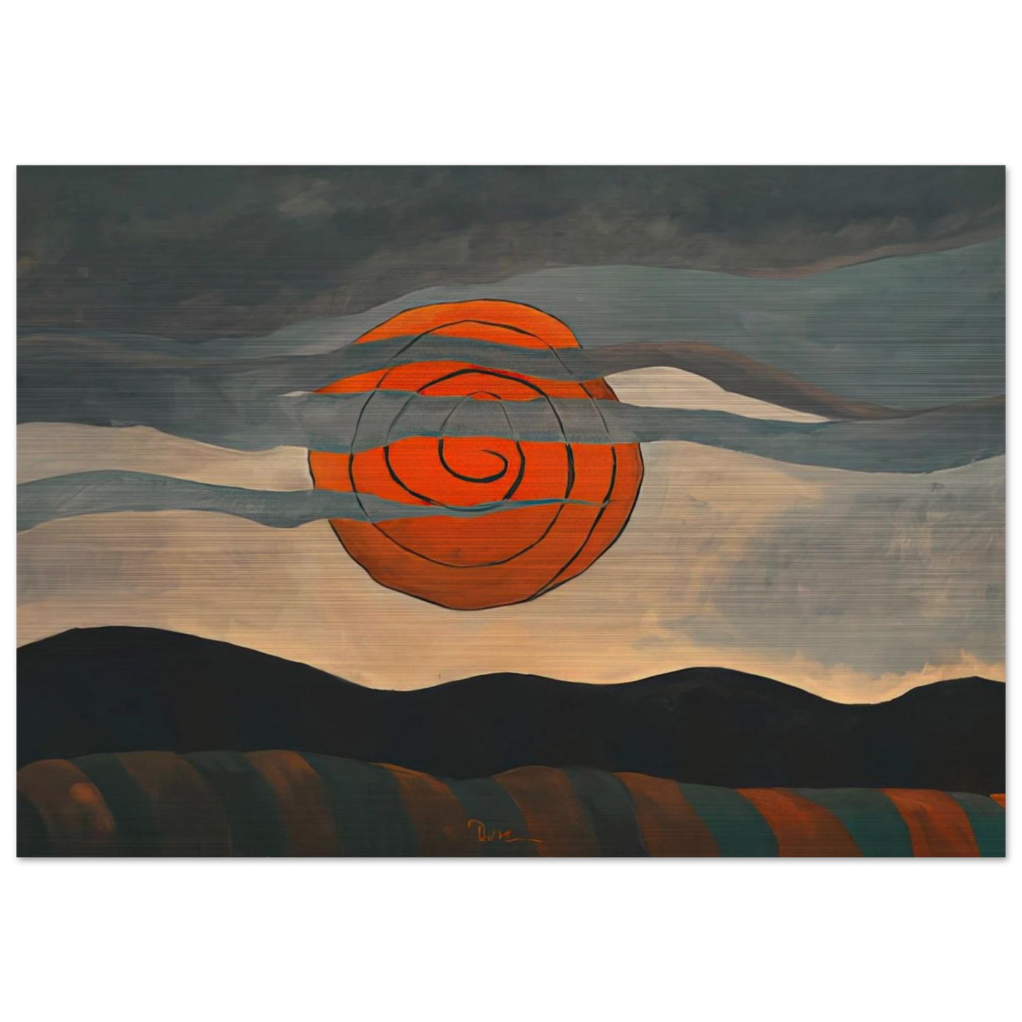 Red Sun - 1935 - Arthur Dove Brushed Aluminum Print - 70x100 cm / 28x40 inches | Arthur Dove Aluminum Print | Arthur Dove Prints