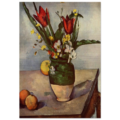 Still Life, Tulips and apples - Paul Cézanne Brushed Aluminum Print - 70x100 cm / 28x40 inches | Paul Cézanne Aluminum Print | Paul Cézanne Prints