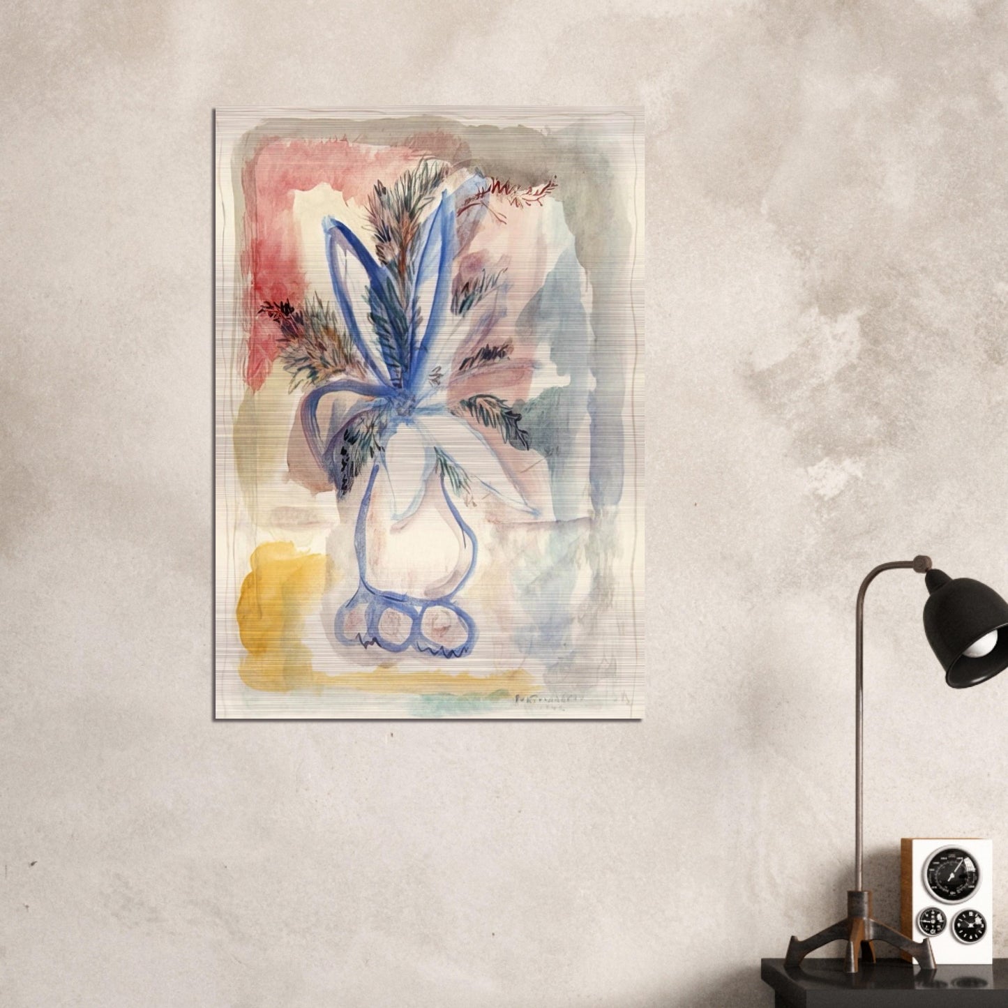 FLOWER VASE 1942 - Rene Portocarrero Brushed Aluminum Print - 70x100 cm / 28x40 inches | Rene Portocarrero Aluminum Print | Rene Portocarrero Prints