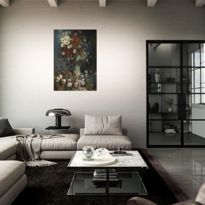 Still life with meadow flowers and roses - Vincent van Gogh Brushed Aluminum Print - 70x100 cm / 28x40 inches | Vincent van Gogh Aluminum Print | Vincent van Gogh Prints
