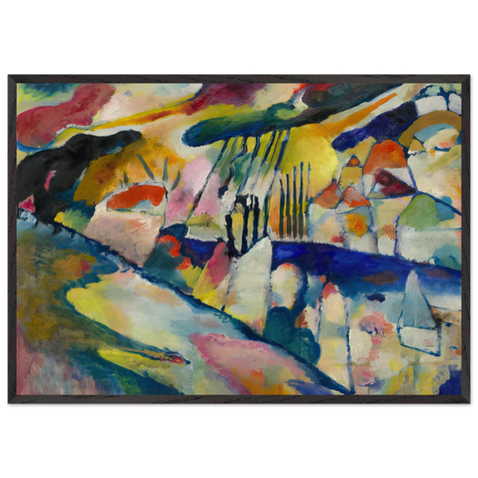 LANDSCAPE WITH RAIN 1913 - Wassily Kandinsky 70x100 cm / 28x40 inches Framed Art Print – Black Wooden Frame
