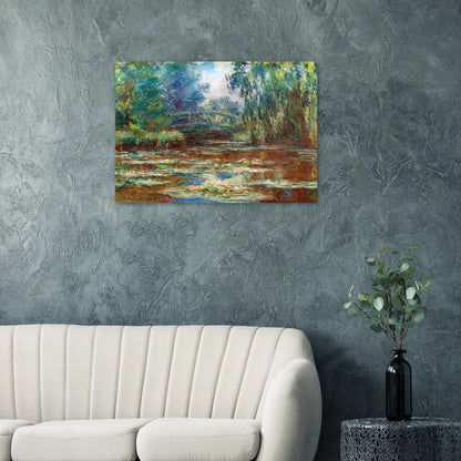 Water Lily Pond and Bridge - claude monet Brushed Aluminum Print - 70x100 cm / 28x40 inches | claude monet Aluminum Print | claude monet Prints
