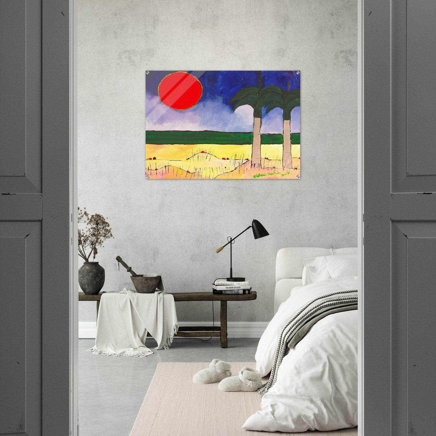 Marinha com Sol e Palmeiras - 2003 - Aldemir Martins Acrylic Print - 70x100 cm / 28x40″ inches | Aldemir Martins Wall Art | Aldemir Martins Prints