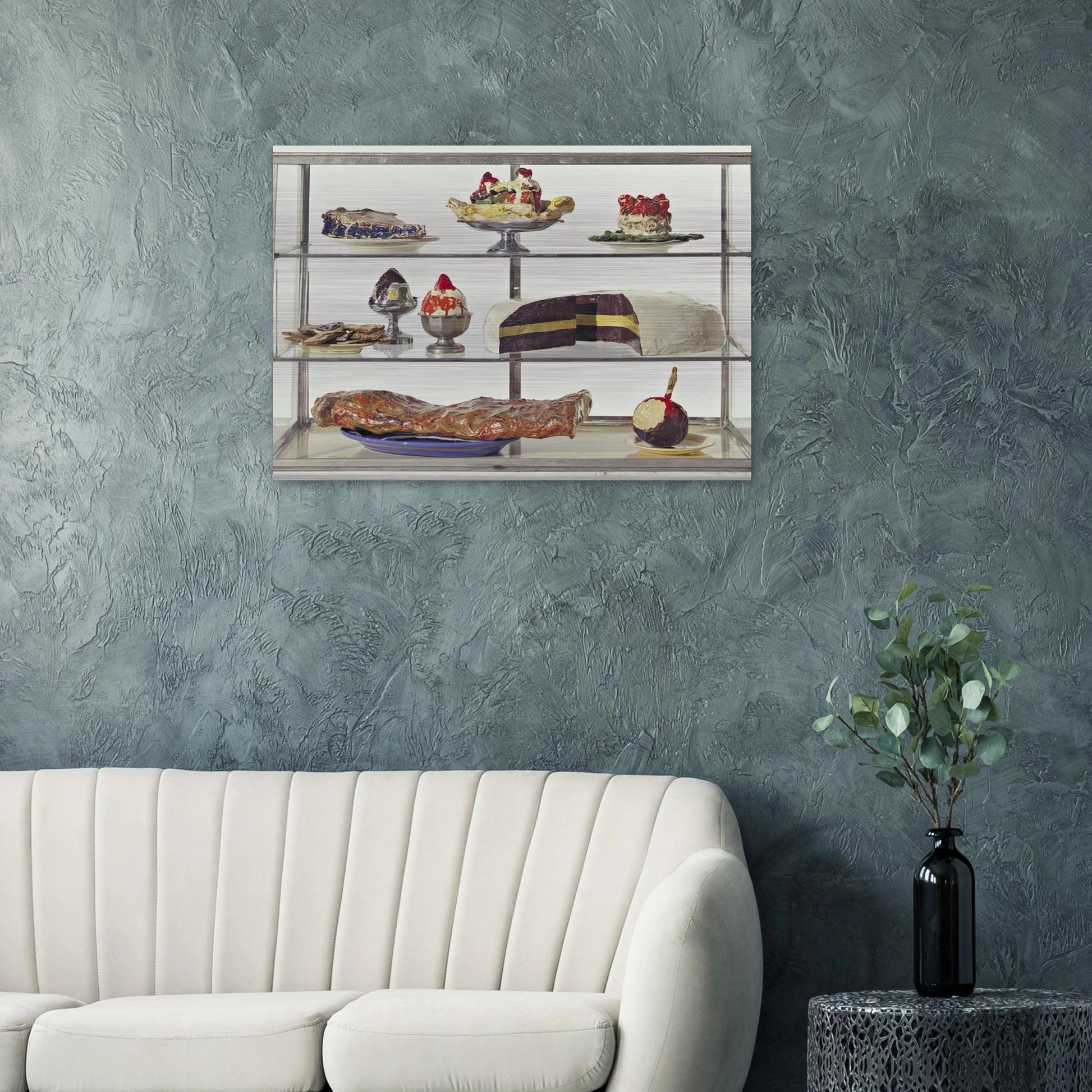 PASTRY CASE I 1962 - Claes Oldenburg Brushed Aluminum Print - 70x100 cm / 28x40 inches | Claes Oldenburg Aluminum Print | Claes Oldenburg Prints