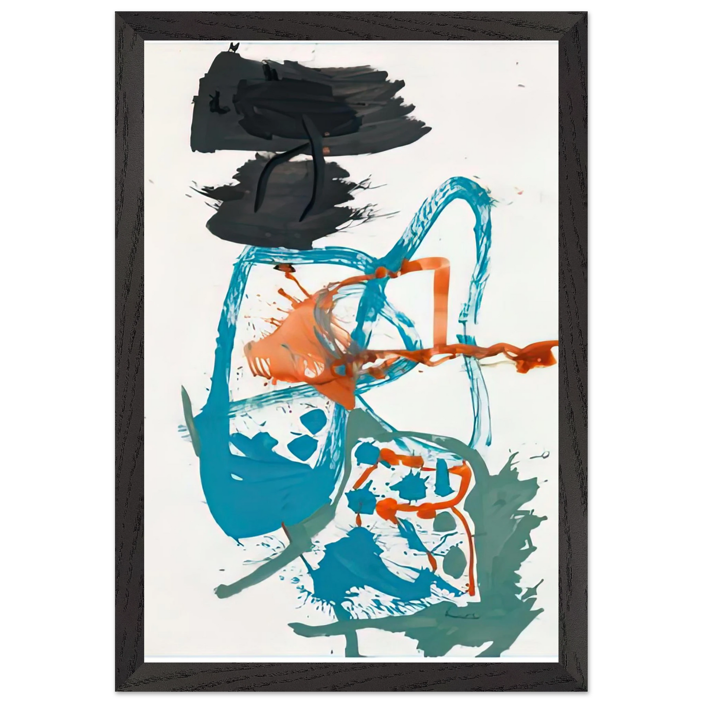 Helen Frankenthaler - Winter Figure with Black Overhead, 1959- Wall Art - 60x80 cm / 24x32 inches - Premium Wooden Framed Poster With Fine Art Paper-canvas - Black frame