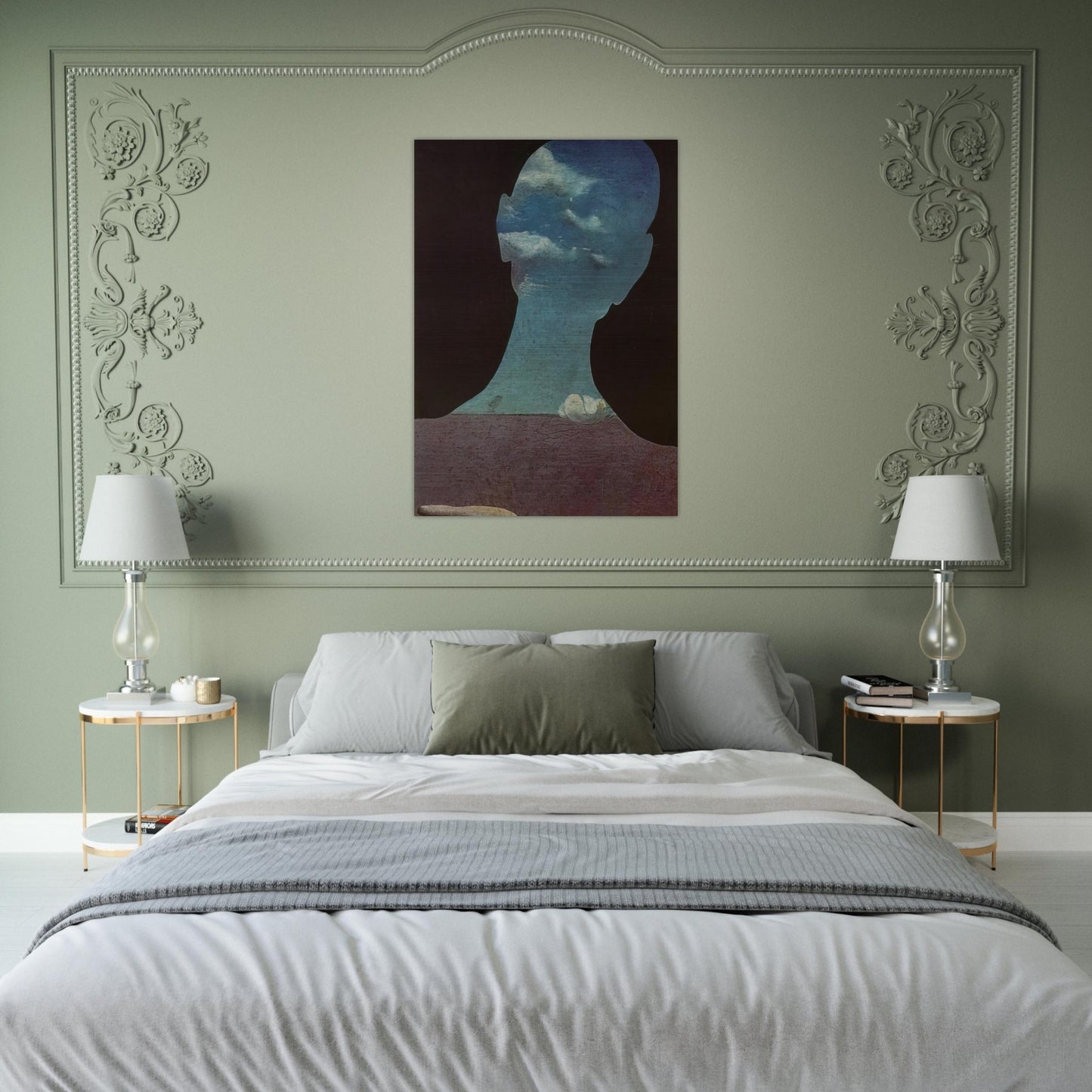 MAN WITH HIS HEAD FULL OF CLOUDS - Salvador Dali Brushed Aluminum Print - 70x100 cm / 28x40 inches | Salvador Dali Aluminum Print | Salvador Dali Prints