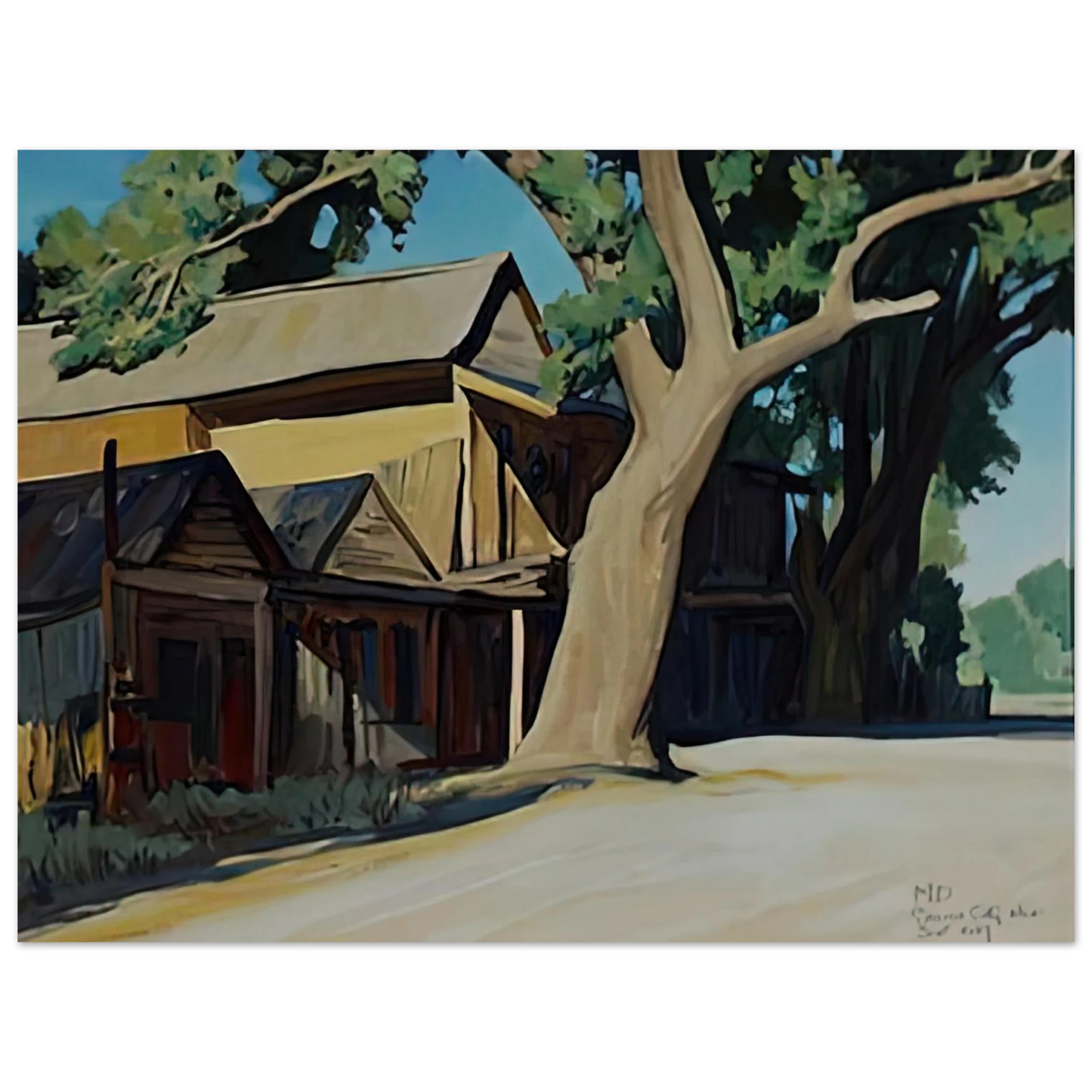 Maynard Dixon - OLD CHINATOWN CARSON CITY NEVADA 1937 Wall art - 21x29.7 cm / 8x12" - Premium Wooden Framed Poster With Fine Art Paper-canvas - Wood frame