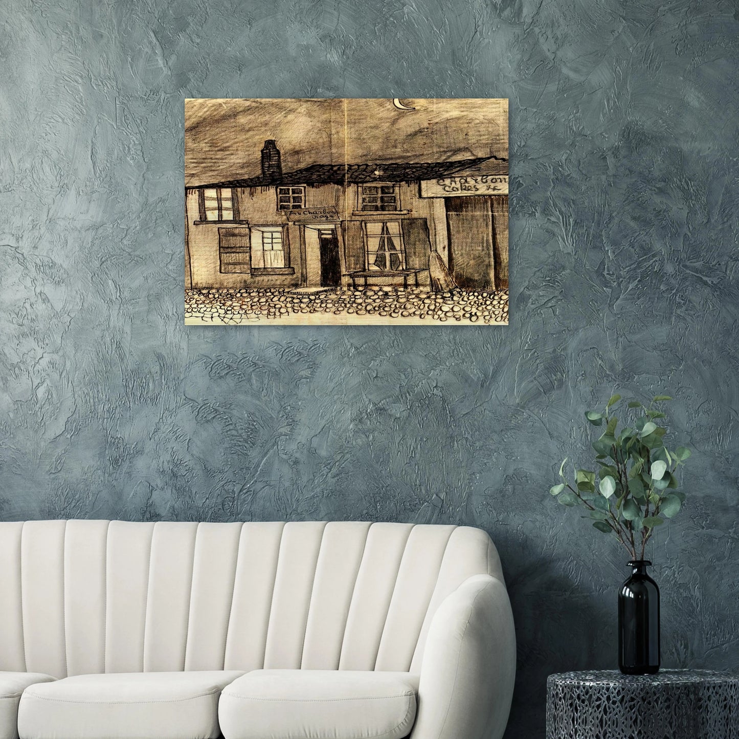 “Au Charbonnage” Café - Vincent van Gogh Brushed Aluminum Print - 70x100 cm / 28x40 inches | Vincent van Gogh Aluminum Print | Vincent van Gogh Prints