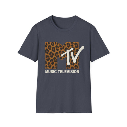 T-shirt graphique rétro MTV imprimé léopard vintage Télé musique Années 80 90 Tee-shirt de groupe unisexe Chemise rock imprimé animal