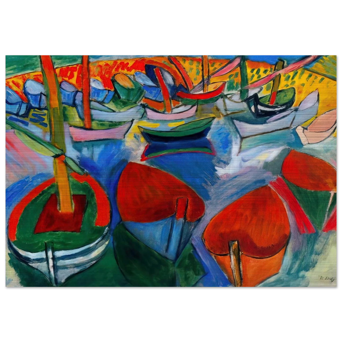 BOATS AT MARTIGUES 1908 - Raoul Dufy Brushed Aluminum Print - 70x100 cm / 28x40 inches | Raoul Dufy Aluminum Print | Raoul Dufy Prints