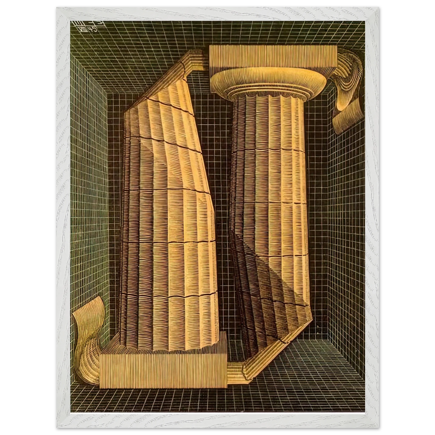 MC Escher - DORIC COLUMNS Wall Art - 30x40 cm / 12x16 inches - Premium Wooden Framed Poster With Fine Art Paper-canvas - Wood frame