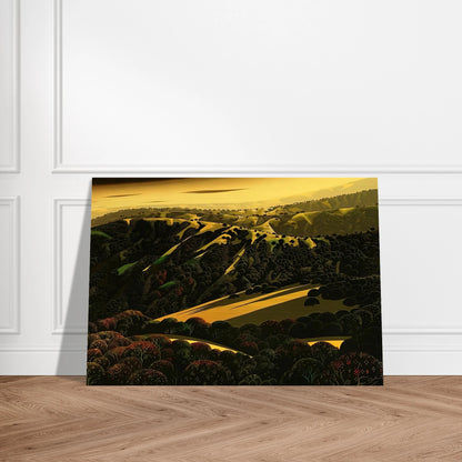 Santa Cruz Mountains - Eyvind Earle Brushed Aluminum Print - 70x100 cm / 28x40 inches | Eyvind Earle Aluminum Print | Eyvind Earle Prints