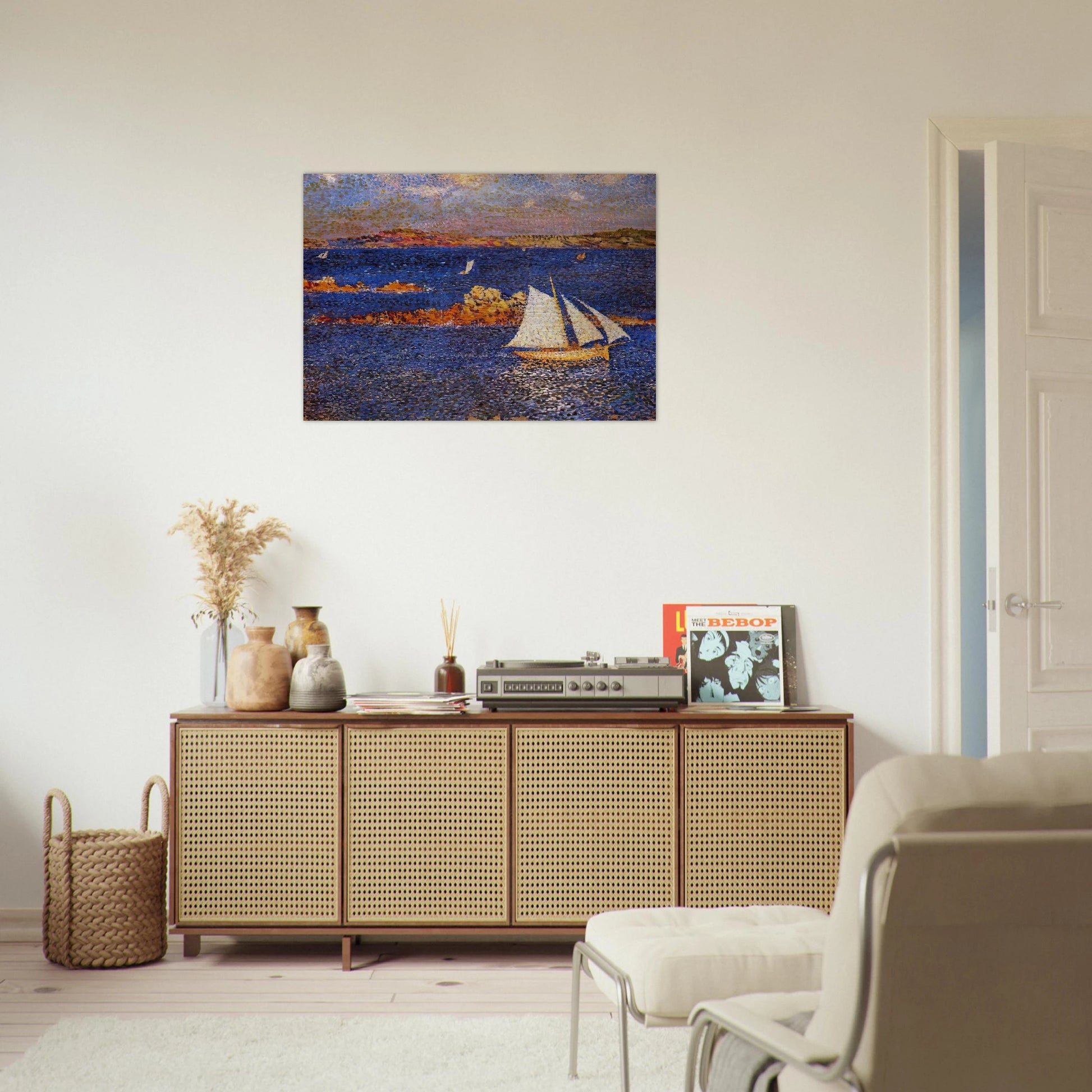 NEAR THE ROCKS OF PER KIRIDEC 1889 - Theo van Rysselberghe Brushed Aluminum Print - 70x100 cm / 28x40 inches | Theo van Rysselberghe Aluminum Print | Theo van Rysselberghe Prints