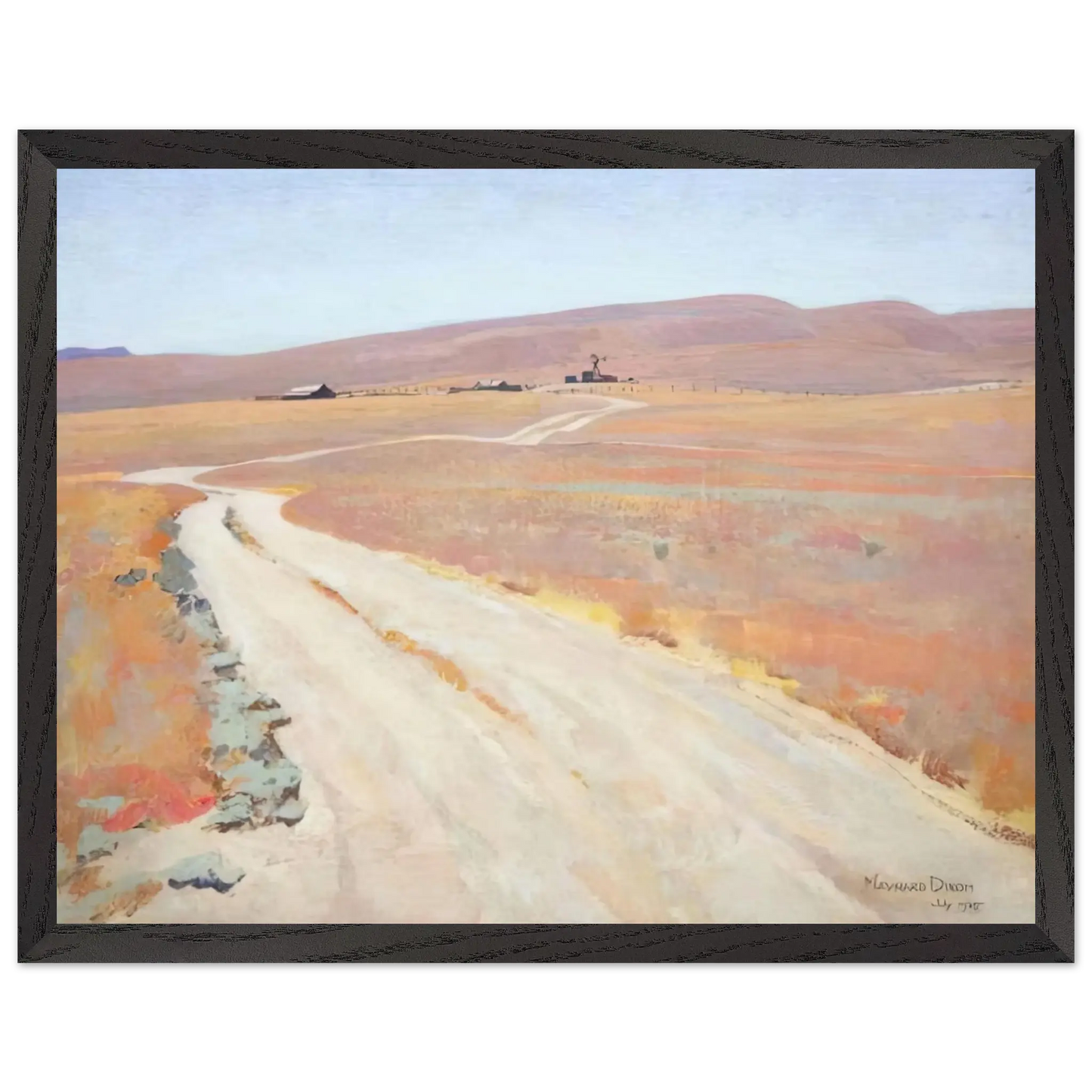 Maynard Dixon - ABANDONED RANCH 1935 Wall art - 28x43  cm / XL (11x17 Inches) - Premium Wooden Framed Poster With Fine Art Paper - Wood frame
