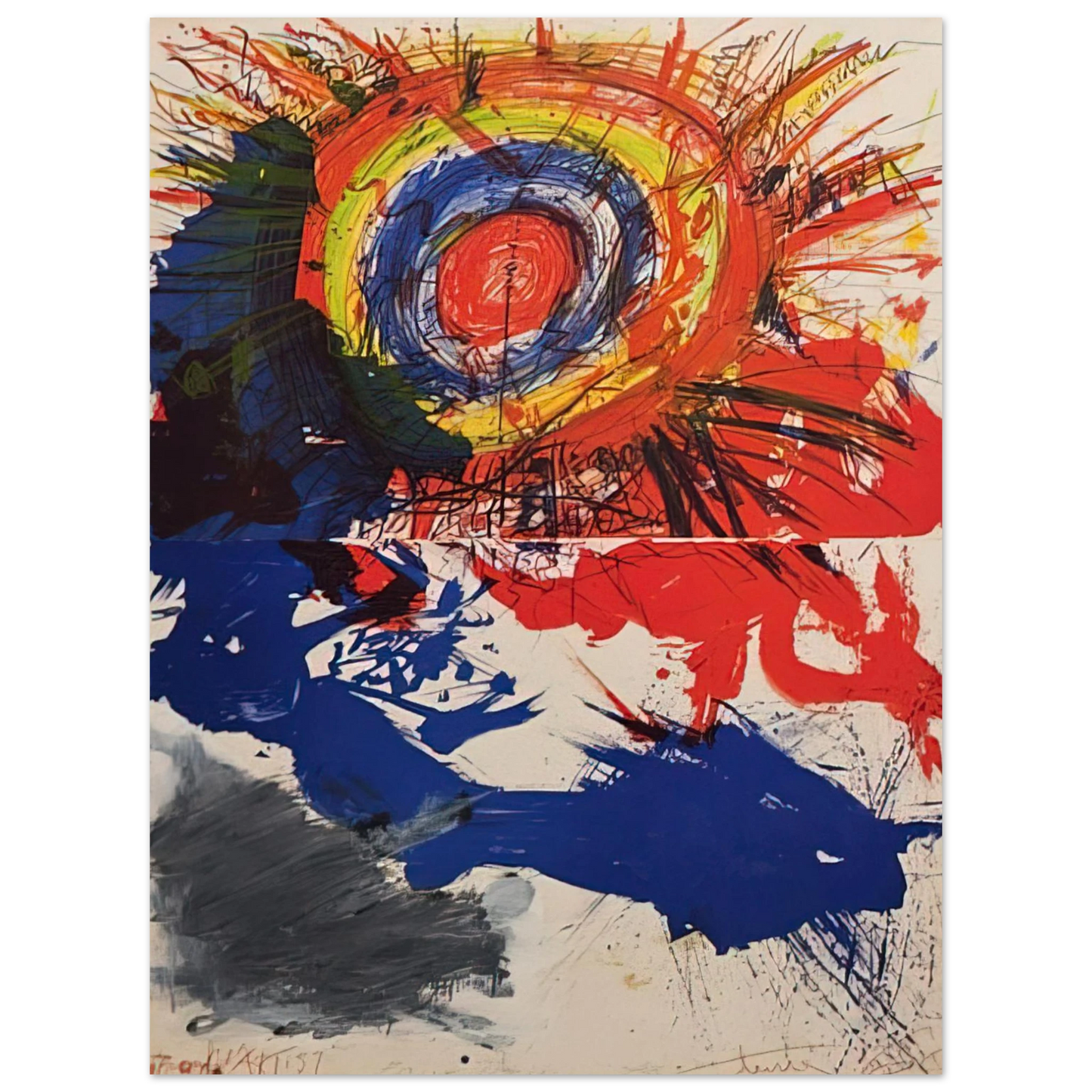 Walasse Ting - Composition - 1957  75x100 cm / 30x40inches Fine Art Poster