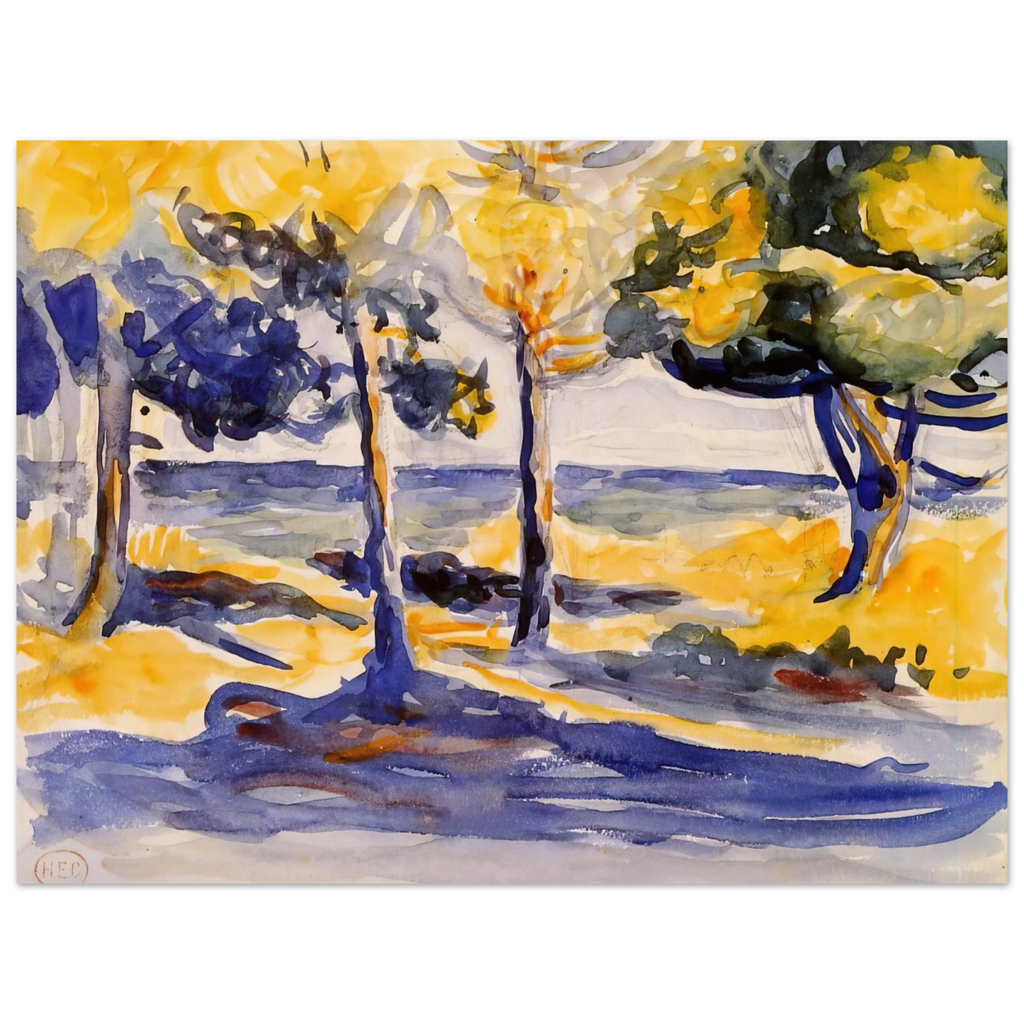 Henri-Edmond Cross - Trees by the Sea  75x100 cm / 30x40inches Fine Art Poster