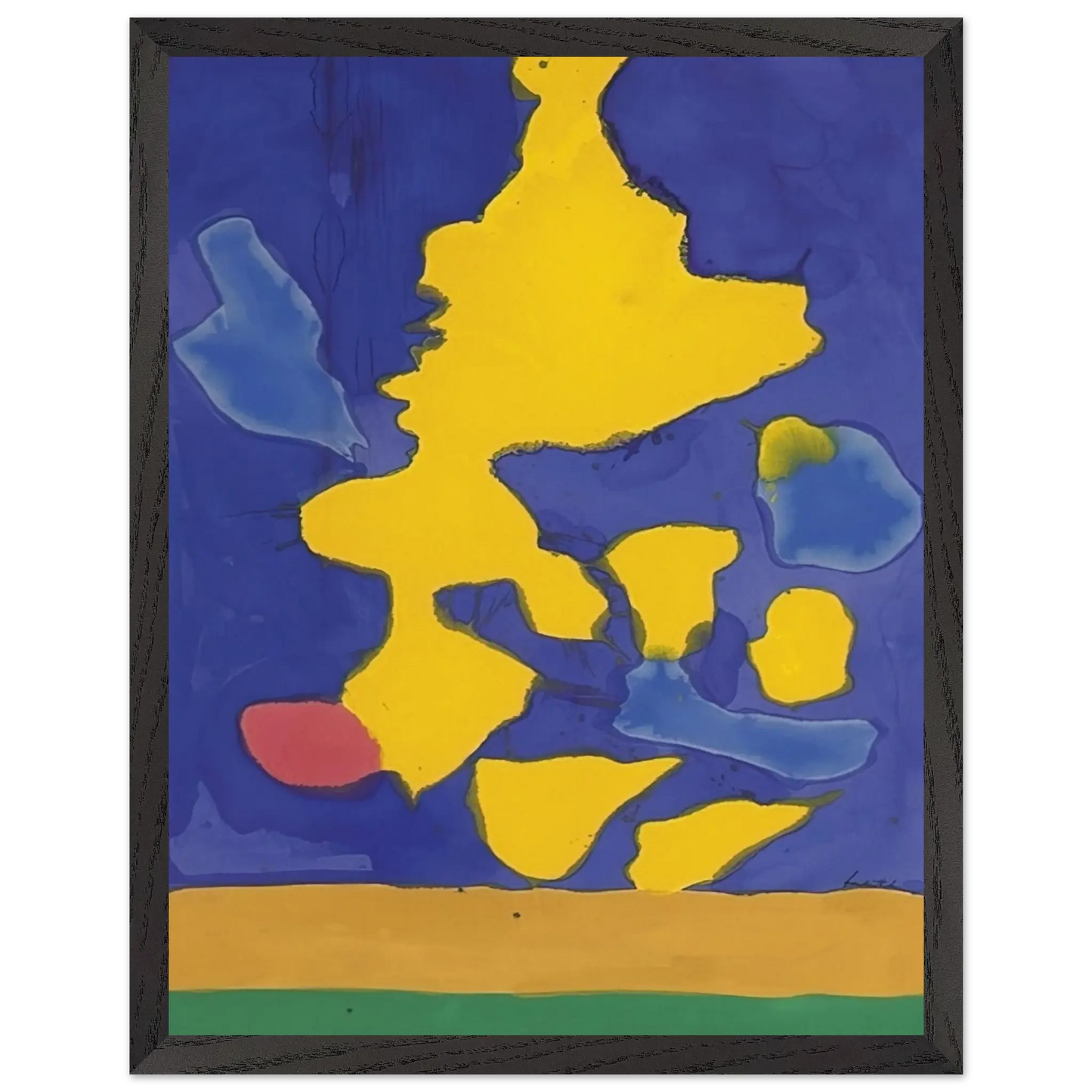 Helen Frankenthaler - Saturn Revisited - 1964 Wall art - 28x43  cm / XL (11x17 Inches) - Premium Wooden Framed Poster With Fine Art Paper - Black frame