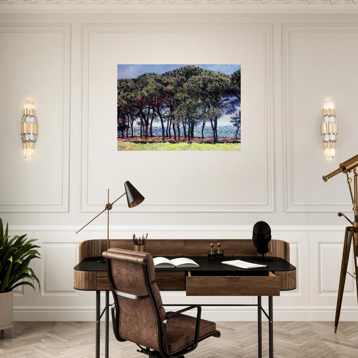 Pine Trees, Cap d'Antibes - claude monet Brushed Aluminum Print - 70x100 cm / 28x40 inches | claude monet Aluminum Print | claude monet Prints