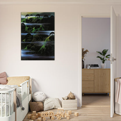 Early Morning Fog - Eyvind Earle Brushed Aluminum Print - 70x100 cm / 28x40 inches | Eyvind Earle Aluminum Print | Eyvind Earle Prints