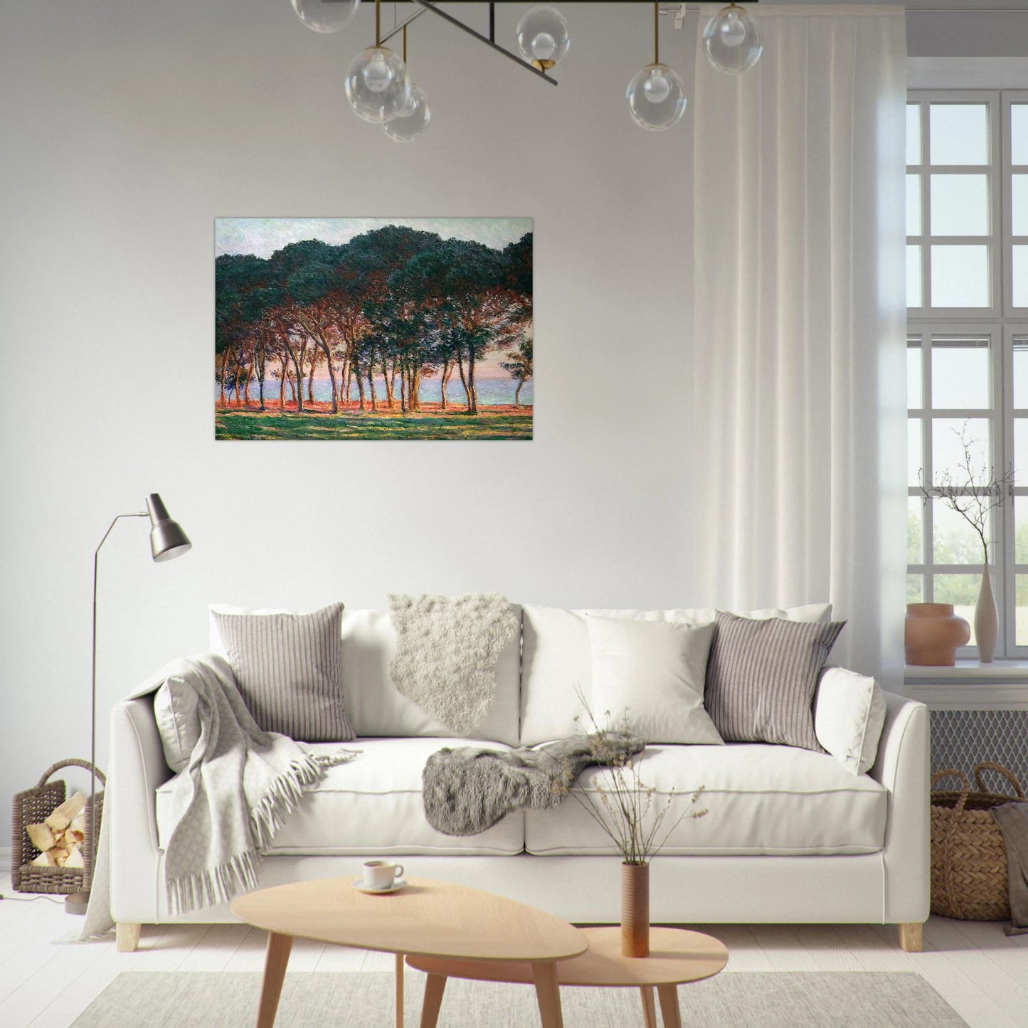 Under the Pine Trees at the End of the Day - claude monet Brushed Aluminum Print - 70x100 cm / 28x40 inches | claude monet Aluminum Print | claude monet Prints