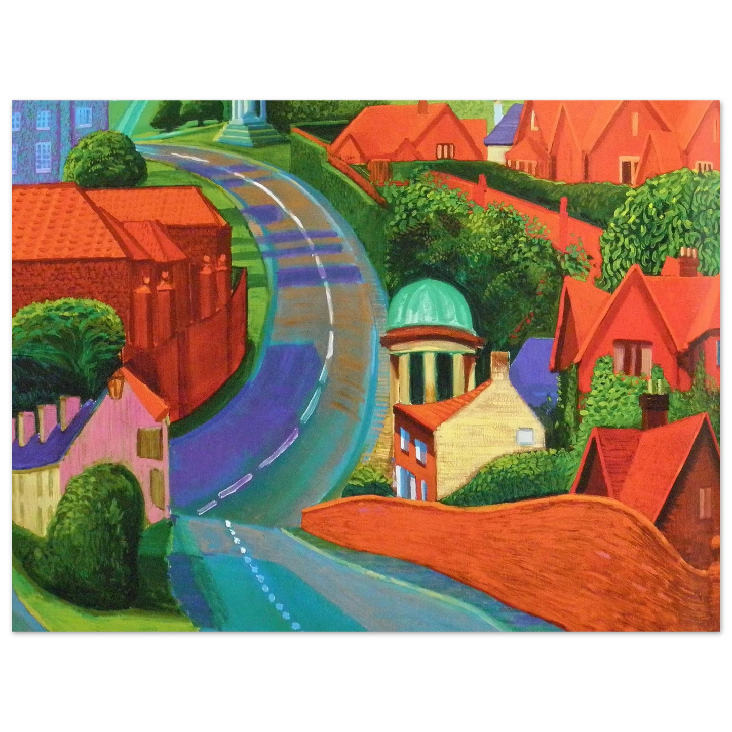 David Hockney - The Road to York Through Sledmere - 21x29.7 cm / 8x12" - Premium Wooden Framed Poster With Fine Art Paper-canvas - Black frame
