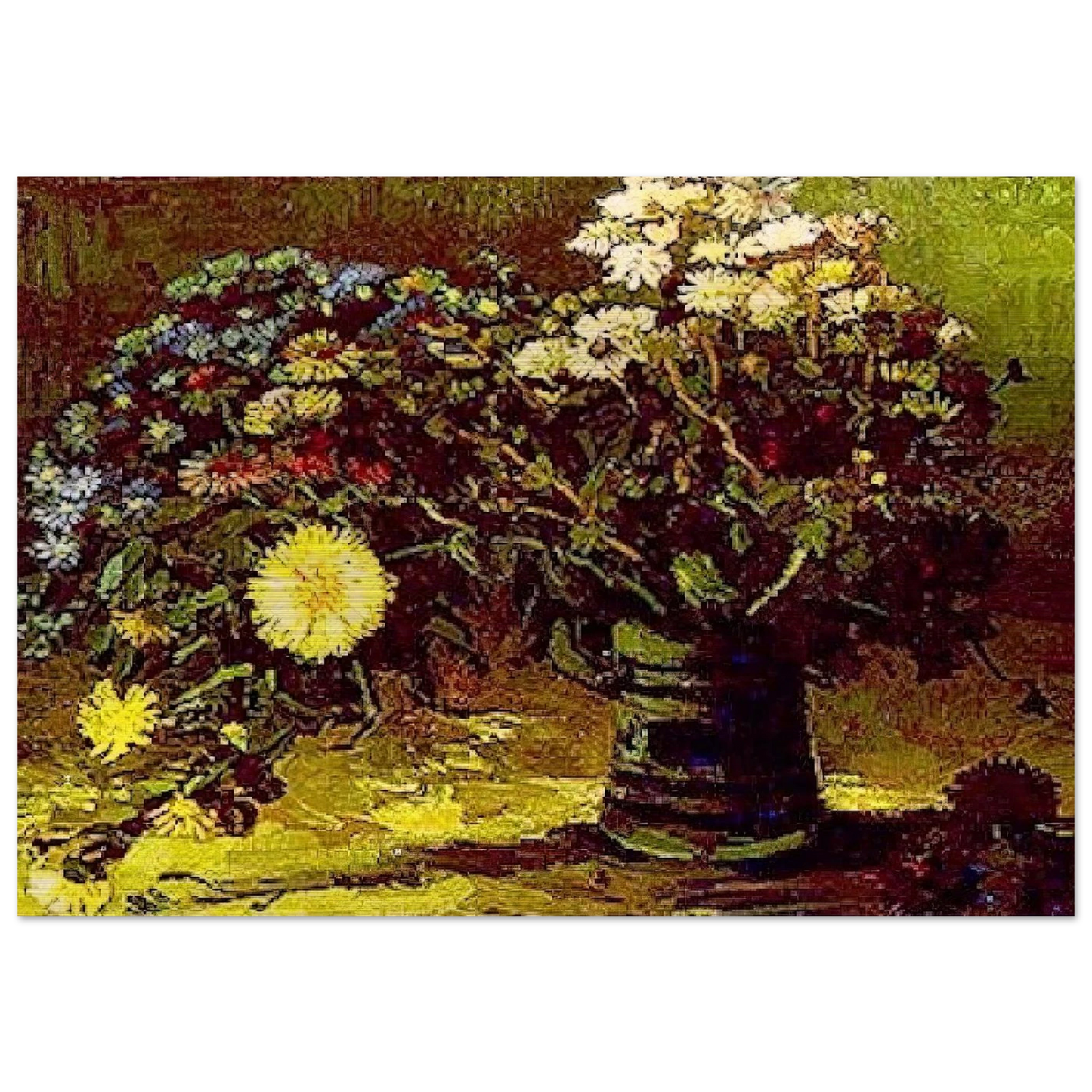 Vase with Daisies - Vincent van Gogh Brushed Aluminum Print - 70x100 cm / 28x40 inches | Vincent van Gogh Aluminum Print | Vincent van Gogh Prints