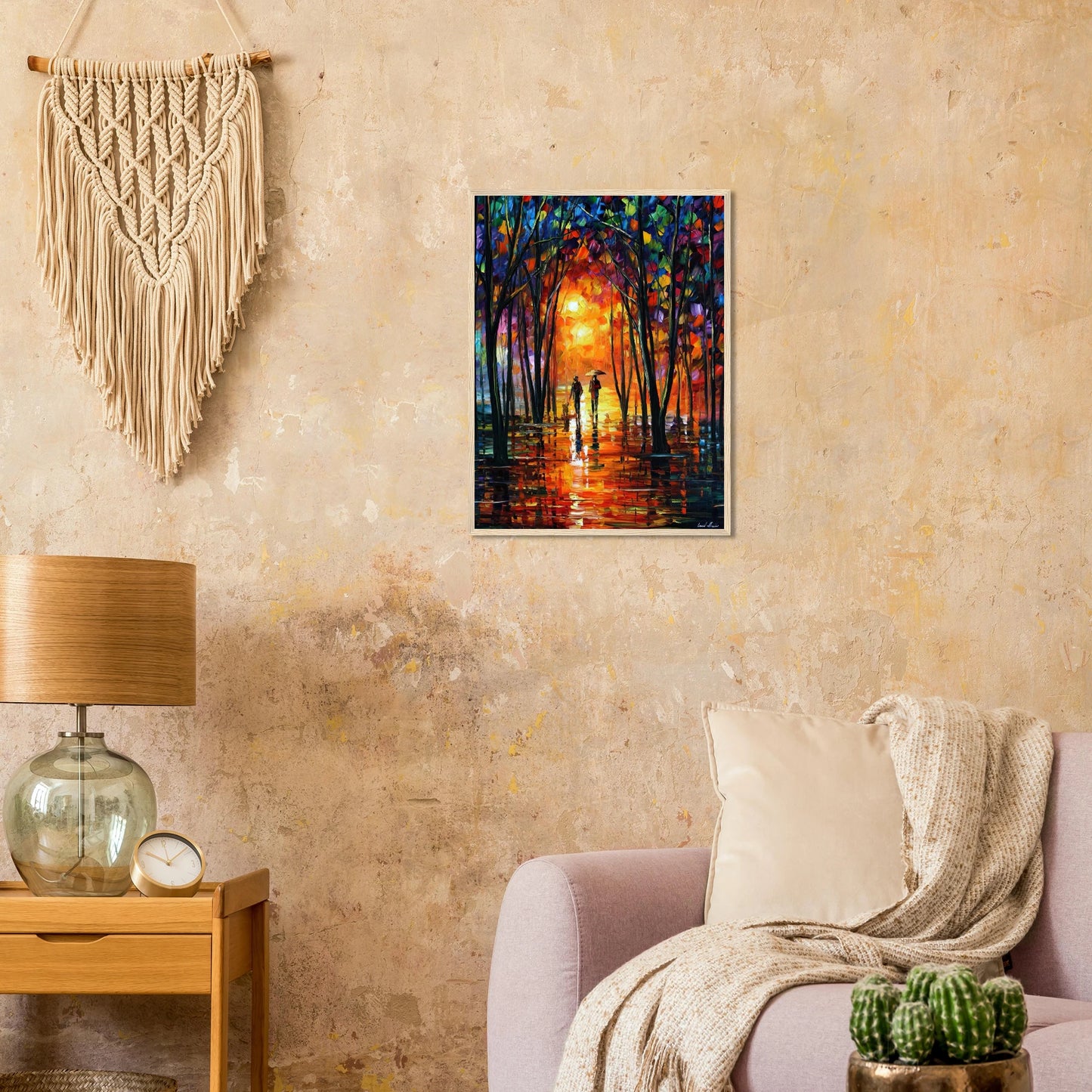 Leonid Afremov Wooden Framed Print - 5x7 inches / 13x18 cm - Dark wood frame-canvas