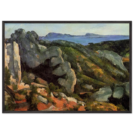 Rocks at LEstaque N1 - Paul Cezanne 70x100 cm / 28x40 inches Framed Art Print – Black Wooden Frame