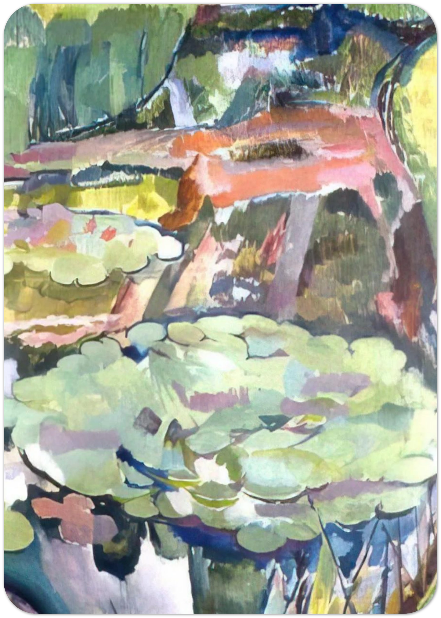 LANDSCAPE WITH A POND AND WATER LILIES 1915 By Vanessa Bell Pack of 10 Post Cards | Vanessa Bell Post Cards | A6 (10.5 x 14.8 cm) - 4.1 x 5.8 inches