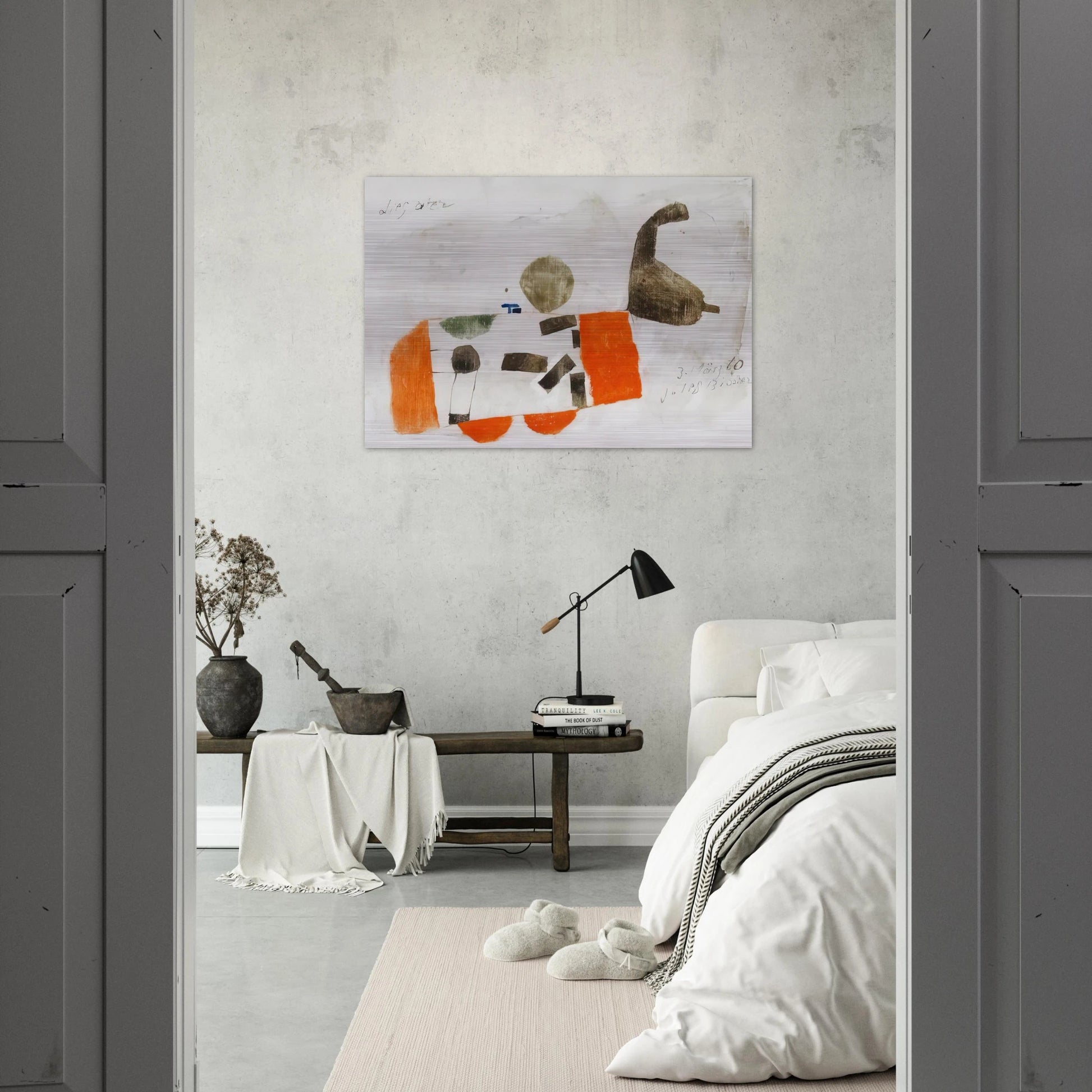 Komposition 3. März 60 - 1960 - Julius Bissier Brushed Aluminum Print - 70x100 cm / 28x40 inches | Julius Bissier Aluminum Print | Julius Bissier Prints