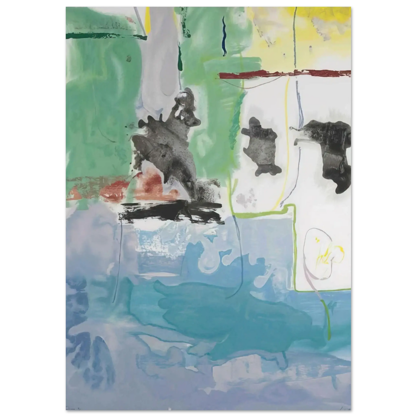 Helen Frankenthaler - West Wind - 1997 Wall art - 45x60 cm / 18x24 Inches - Premium Wooden Framed Poster With Fine Art Paper - Black frame