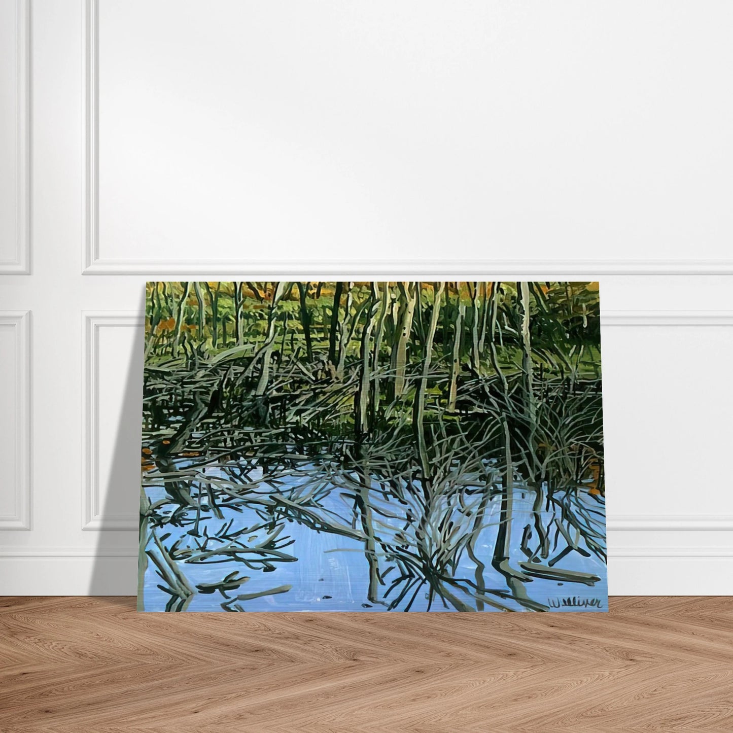Study for Low Water - Knight's Flowage - 1980 - Neil Welliver Brushed Aluminum Print - 70x100 cm / 28x40 inches | Neil Welliver Aluminum Print | Neil Welliver Prints
