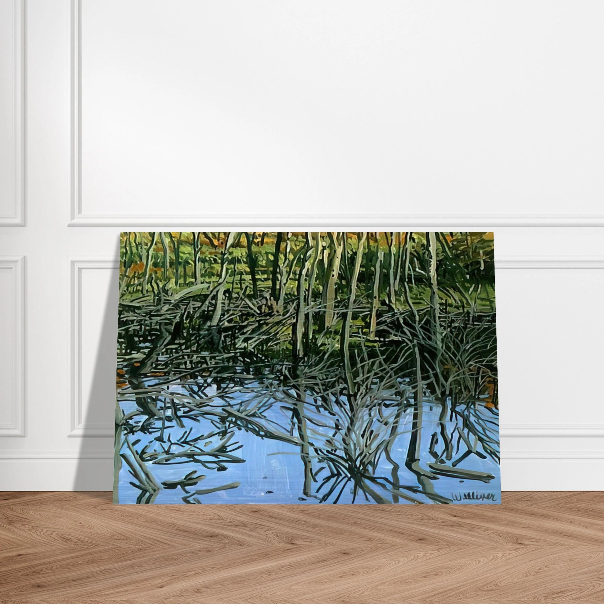Study for Low Water - Knight's Flowage - 1980 - Neil Welliver Brushed Aluminum Print - 70x100 cm / 28x40 inches | Neil Welliver Aluminum Print | Neil Welliver Prints