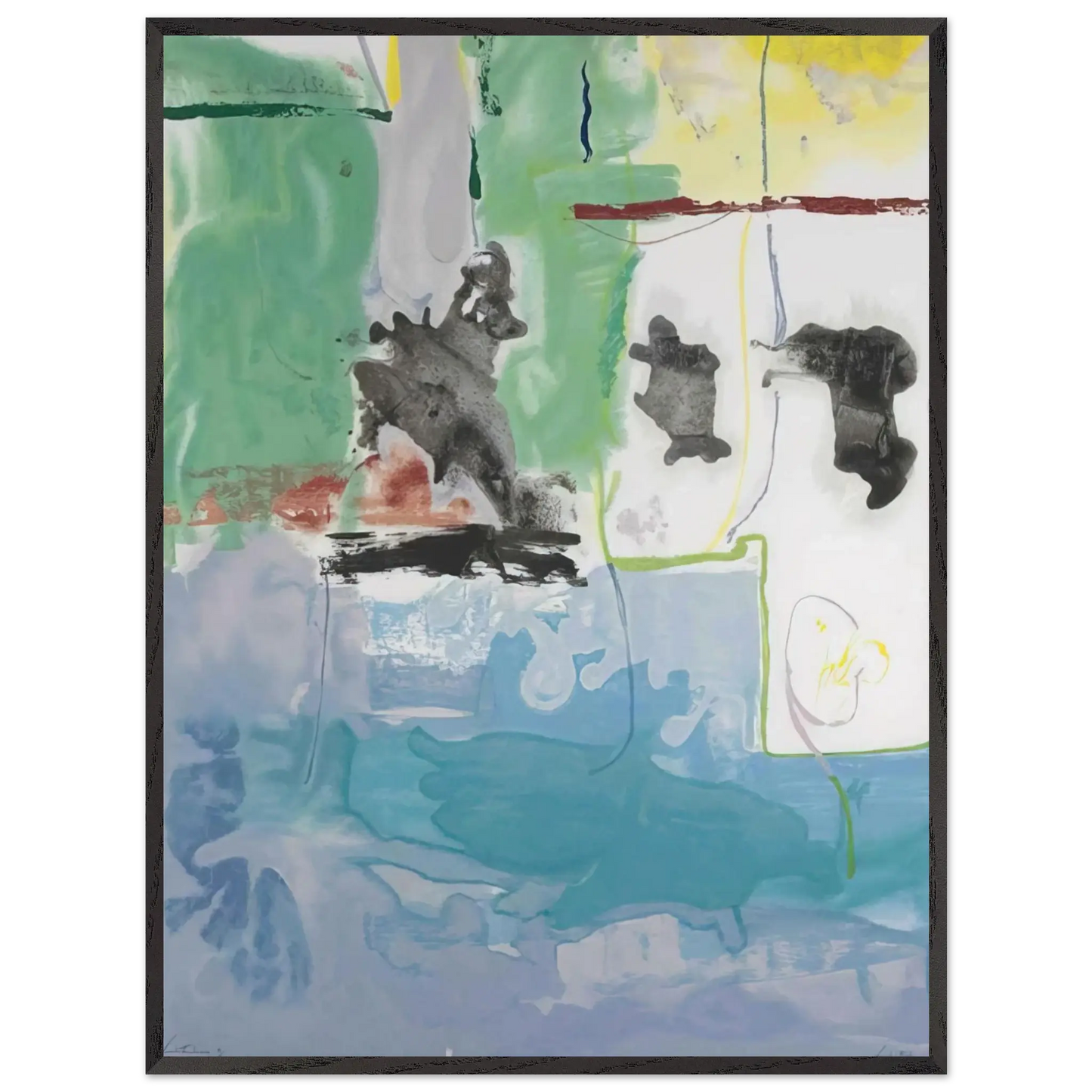 Helen Frankenthaler - West Wind - 1997 Wall art - A2 (42 x 59.4  cm) - Premium Wooden Framed Poster With Fine Art Paper - White frame