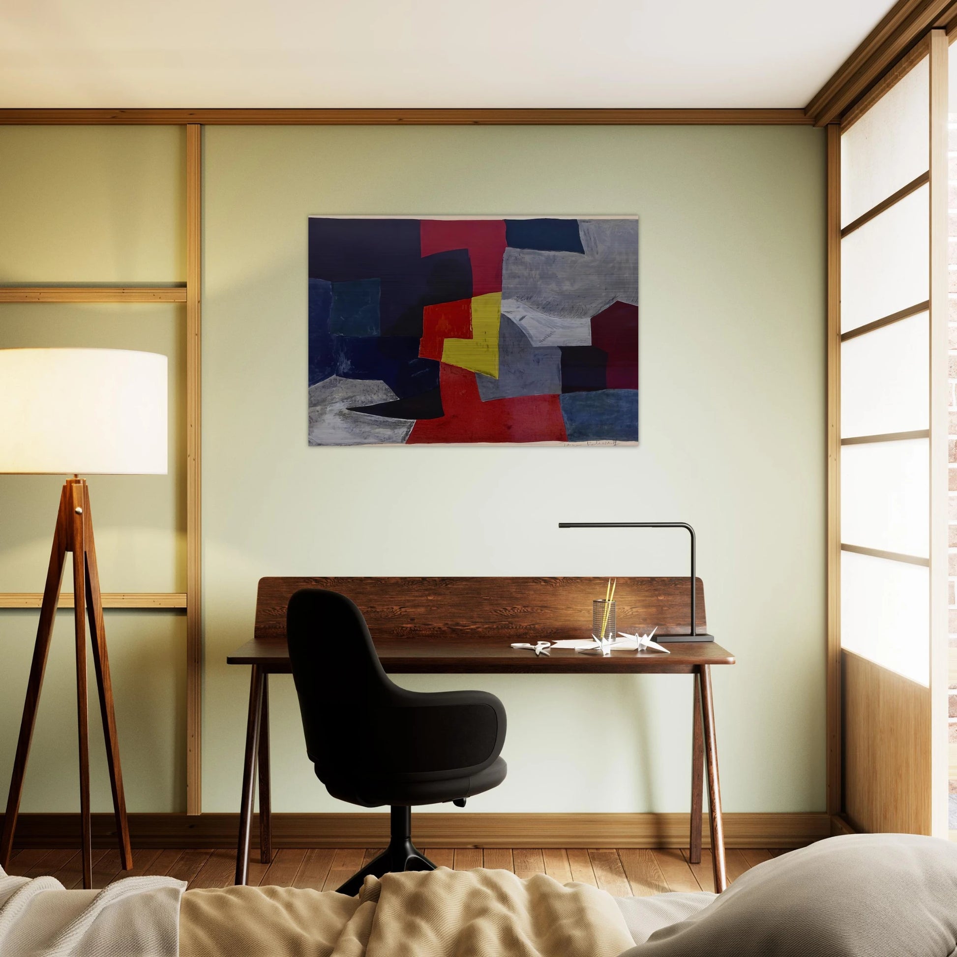 Composition grise, rouge et jaune - 1960 - Serge Poliakoff Brushed Aluminum Print - 70x100 cm / 28x40 inches | Serge Poliakoff Aluminum Print | Serge Poliakoff Prints