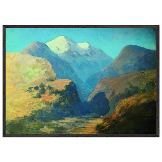 Snowy mountain peaks Caucasus - Arkhyp Kuindzhi 70x100 cm / 28x40 inches Framed Art Print – Black Wooden Frame