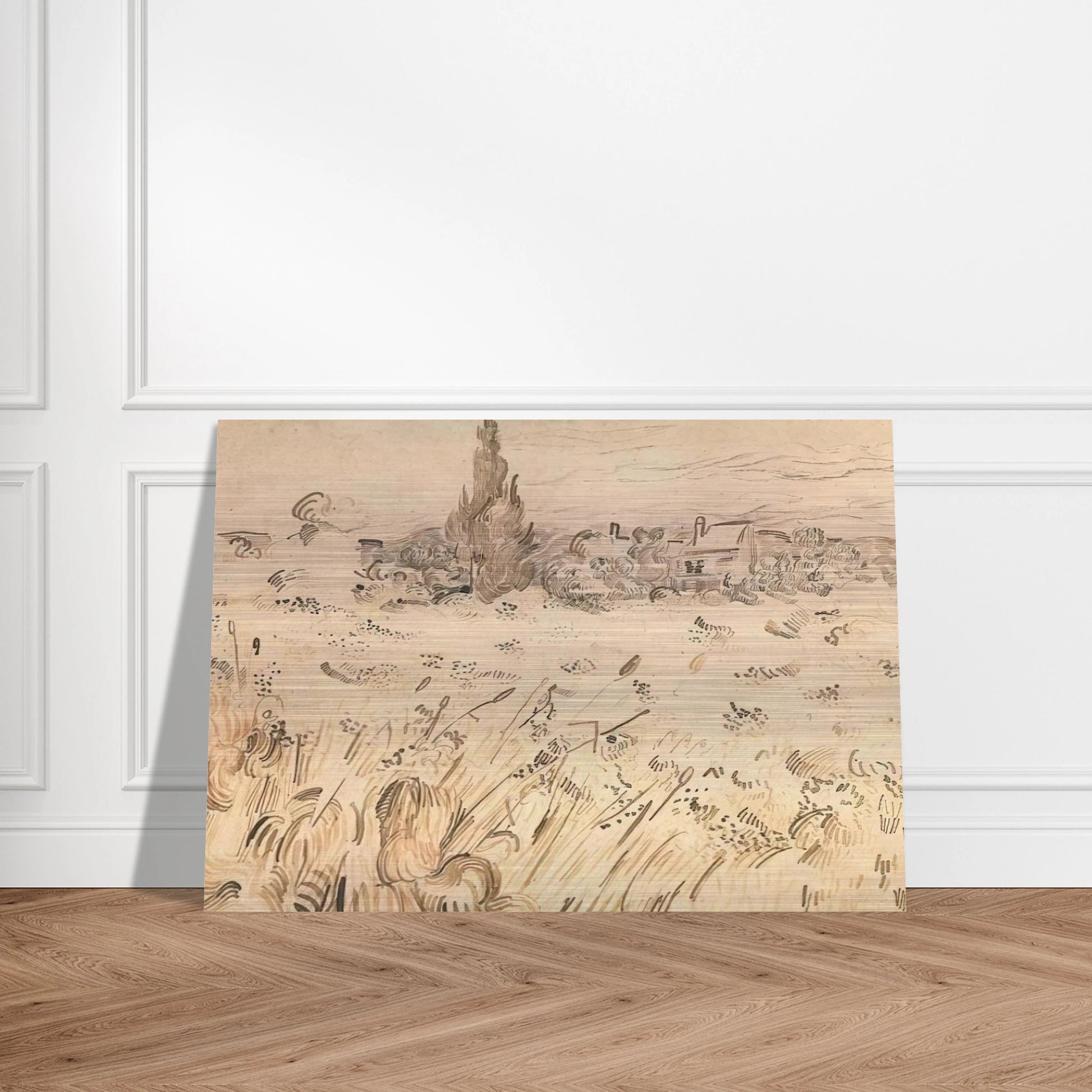 Wheat Field with Cypresses - Vincent van Gogh Brushed Aluminum Print - 70x100 cm / 28x40 inches | Vincent van Gogh Aluminum Print | Vincent van Gogh Prints