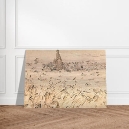 Wheat Field with Cypresses - Vincent van Gogh Brushed Aluminum Print - 70x100 cm / 28x40 inches | Vincent van Gogh Aluminum Print | Vincent van Gogh Prints